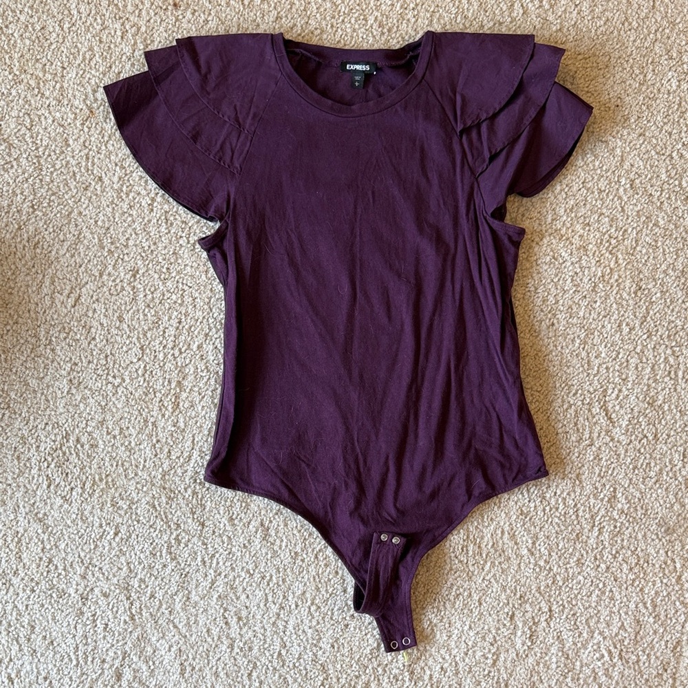 Express Plum Ruffle Bodysuit